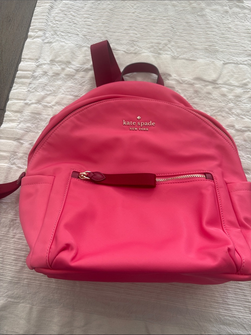 kate spade Pink Nylon Backpack with Gold Hardware